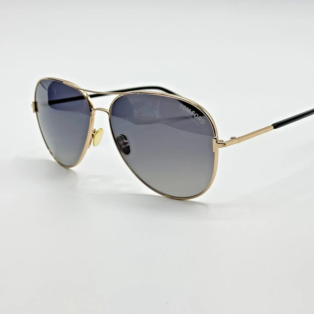 Tom Ford Sunglasses Clark TF823 28D Rose Gold Aviator Polarized Smoke Lens 59mm